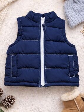 Old Navy 6-12M Blue Puffer Vest, Like New